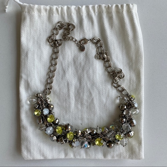 Loft Statement Necklace Silver, White, Green - Picture 2 of 7
